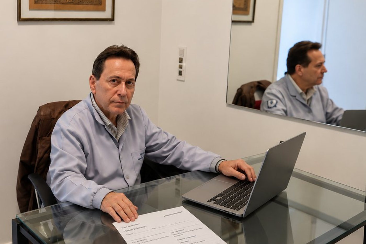 Dr. José Arthur C. Vitaliano à mesa do consultório, na Vitaliano Odontologia, em Alphaville Industrial, Barueri